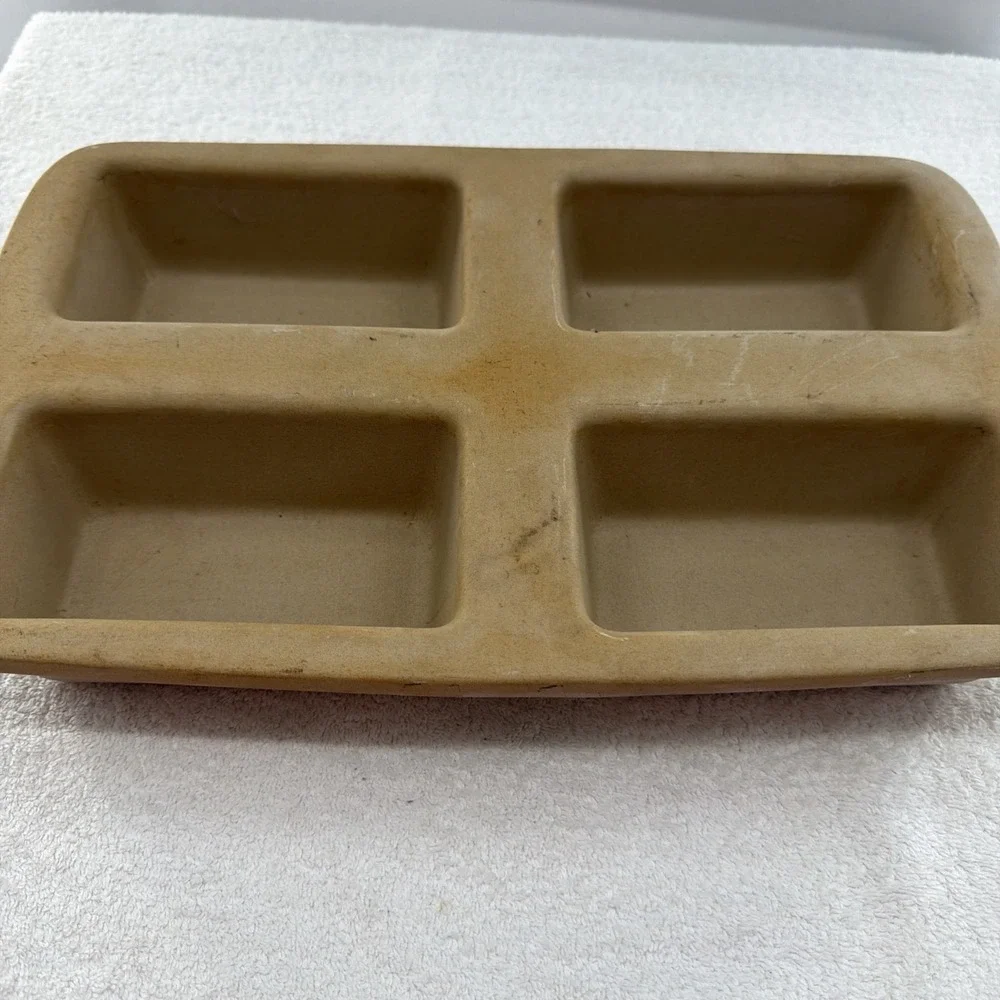 Pampered Chef Mini 4 Loaf Stoneware Bread Pan 15x9 Family Heritage
